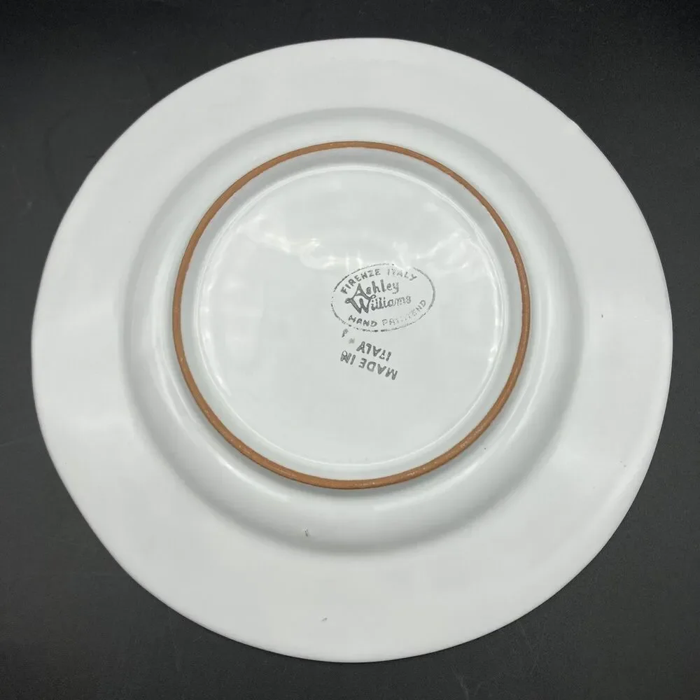2 Set Ashley Williams Firenze Italy Hand Painted Floral Salad Plates 8 3/4